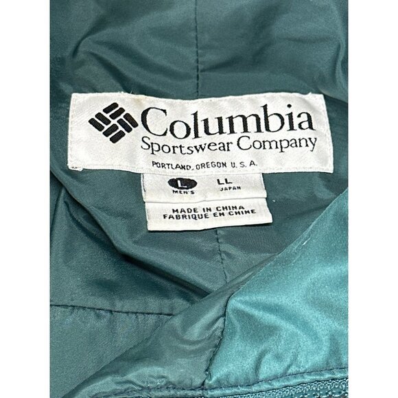 Columbia Coat Anorak Blue Winter Parka Blue Green 3/4 Button VINTAGE Size Large - Picture 13 of 14